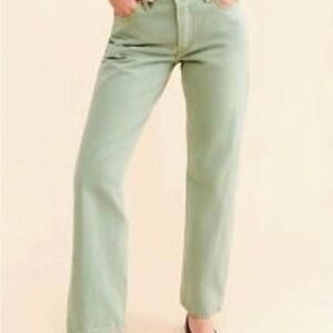 NWT/FP WE THE FREE GREEN HIGH RISE JEANS SIZE: 29
